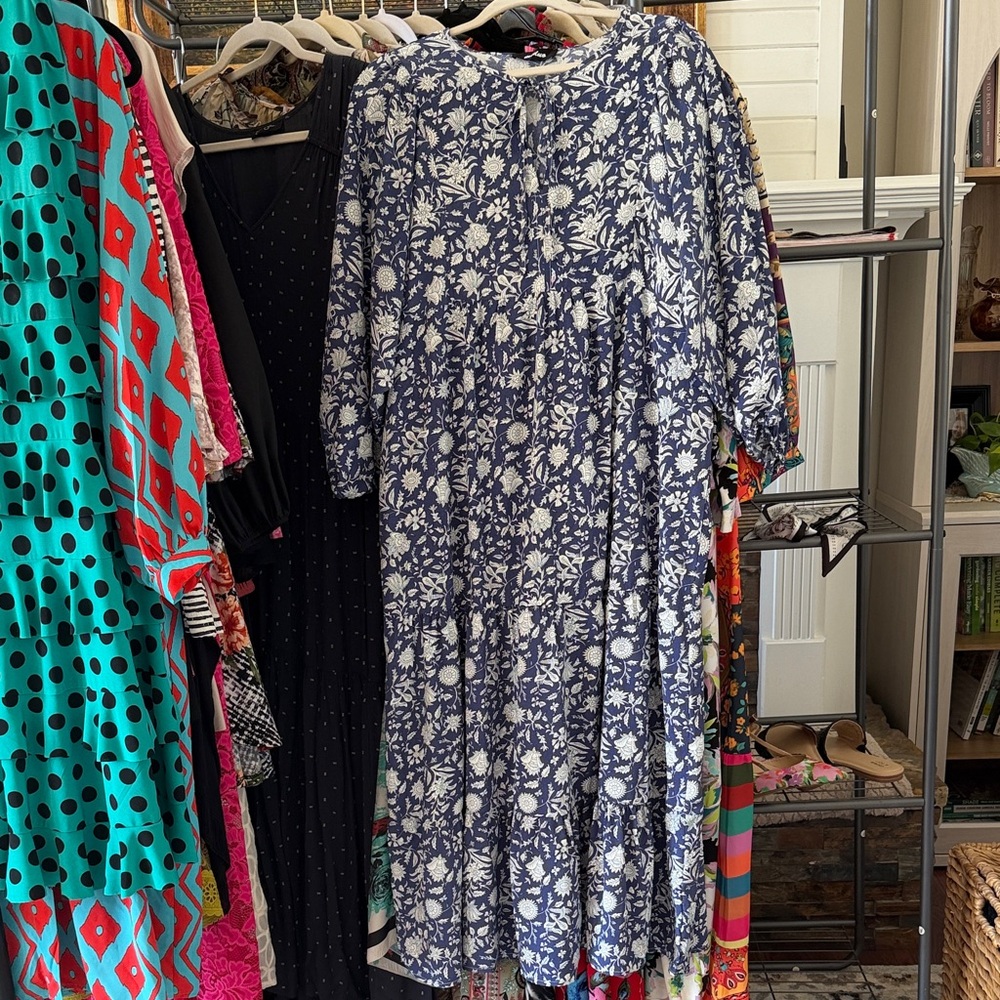 SOLD••• Floral Blue and White Dress